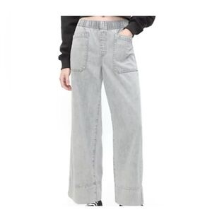 GAP Denim High-Rise Light Gray Wide-Leg Jeans Size M